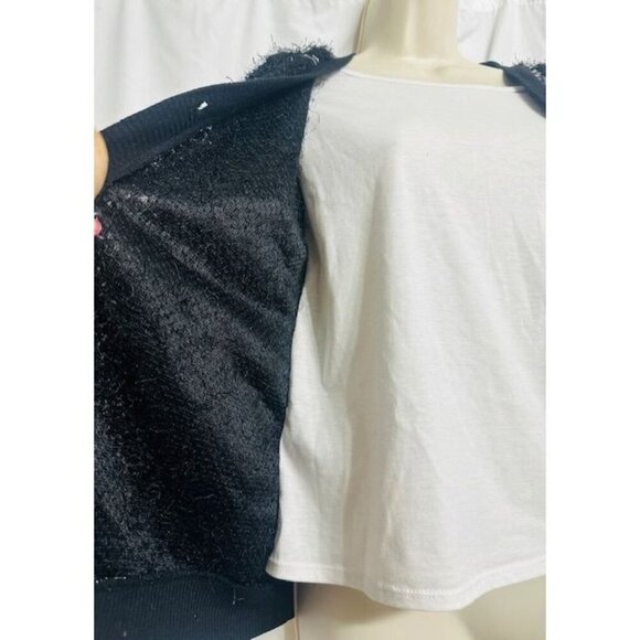 Tempted Girls Silver Stars Pattern Festive Fun Cardigan Sweater w/T-Shirt XL 16 - Picture 4 of 8